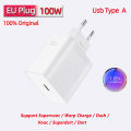 Oneplus Charger Supervooc 100W Type-A Power Adapter EU US 80w Super Fast Type C Cable One Plus 12 11 10 Pro Nord CE 3.