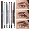 Rotatable Triangle Eyebrow Pencil with Brush Waterproof Lasting Double Ended Black Brown Non-Smudged Eye Brow Tattoo Brow Makeup.