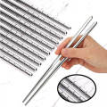 Stainless Steel Chopsticks Reusable Silver Lightweight 304 Metal Chopsticks Dishwasher Safe - 5 Pairs (Silver). 