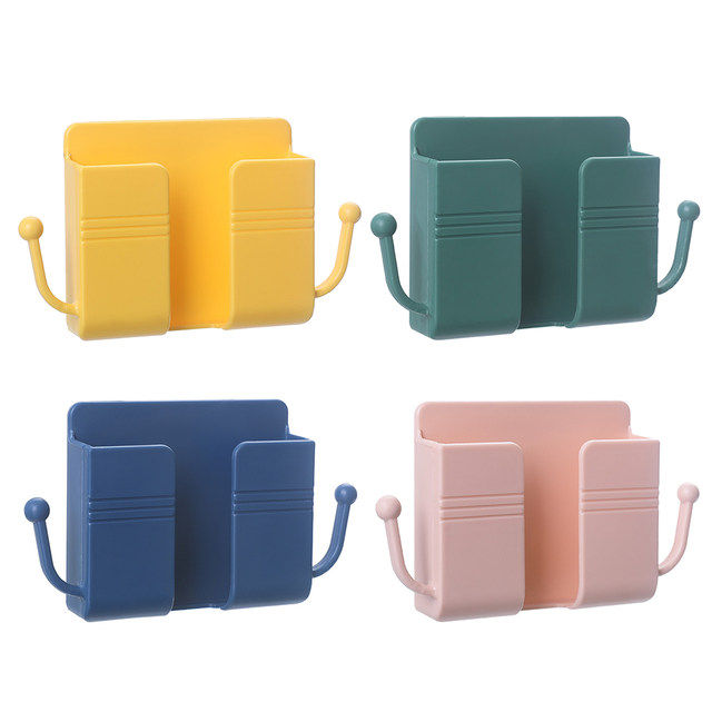 Mobile Phone Charging Hanging Holder Multifunction Wall Mounted Plug Bracket Remote Control Mounted Storage Box
