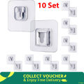 10Pair Double Sided Wall Adhesive Hook Socket Holder.