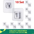 10Pair Double Sided Wall Adhesive Hook Socket Holder.