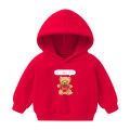 Spring New Children's Sweatshirt Korean Hooded Sweatshirt for Boys and Girls Cartoon Top with Fleece Bear.