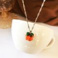 French Retro Creative Orange Temperament  Sweet Choker  Earrings Women Necklace Clavicle Chain. 