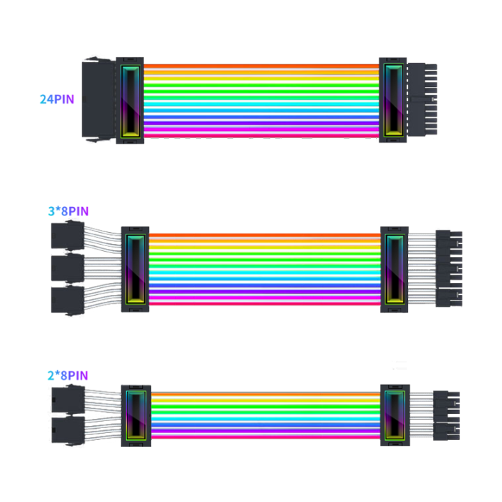 LOVING COOL PSU Extension Cable ARGB Strimer Plus ATX 24Pin PCI-E 16Pin Soft Silicone Bendable 5V 3Pin ARGB Sync PC Cable