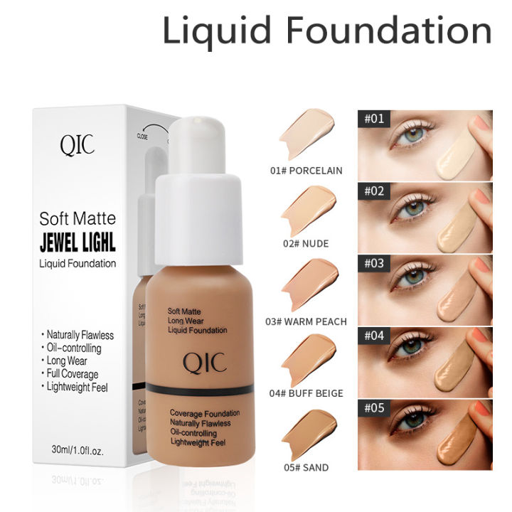 Liquid Foundation Concealer Matte JEWEL LIGHL Liquid Foundation Brightens Moisturizes Controls Oil Fit Wheat Makeup BB Cream