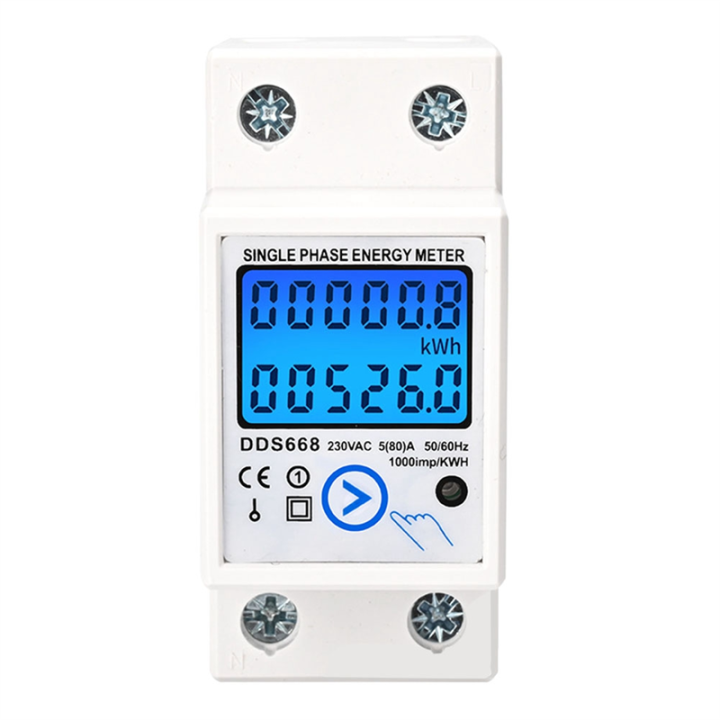 Din Rail Digital Single Phase Reset Zero Energy Meter White Energy Meter ABS Energy Meter KWh AC 110V Electric Meter LCD Digital Energy Electric Meter