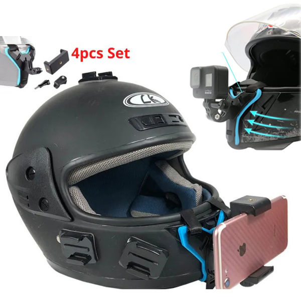 Helmet Chin Mobile Mount, Complete with a Secure Phone Holder, to Transform Motorcycle Helmet into a Versatile Stand