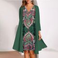 C Womens Deep V Neck Printed Bandage Party Wear Dresses Womens Fashion Casual Summer Maxi Shirt Dresses Summer Dresses.