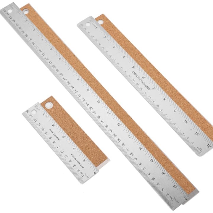 Metal Ruler with Cork Backing 6/12/18 Inch Ruler Set
