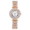 Fashion Luxury Full Crystal 5 Pcs Watch Necklace Earrings Ring Set for Women Rhinestone Wristwatch Female Bracelet Set Gift.