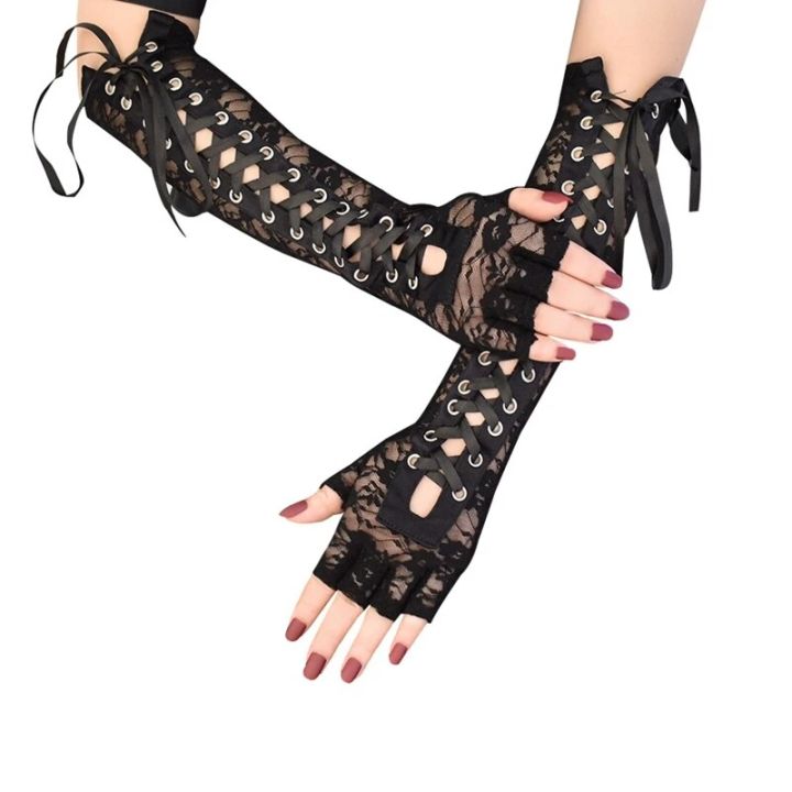 1%20Pair%20Halloween%20Retro%20Women%20Long%20Gloves%20Lace%20Corset%20Arm%20Elbow%20Fingerless%20Black%20Glove%20-%20Image%202