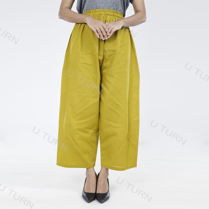 New Plain latest Palazzo for women-off yellow colour