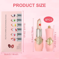 Transparent Lipstick Jelly Flower Moisturizing Lipstick Color Changing Lip Balm Lip Care Lipstick -6Pcs set. 
