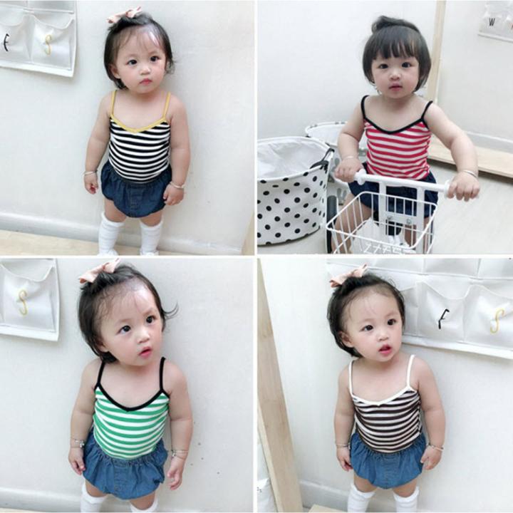 Baby Girls Camisole Cotton Striped Girls Tank Top Summer Kids Underwear Baby Undershirt Children Clothing Age For 2-8Y GE10