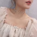 Korean Fashion Simple Wild Black Crystal Short Clavicle Chain Women Gold Charm Beaded Choker Necklaces for Women Girls Wedding Party Jewelry Gift.