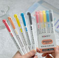 5Pcs/set Cute Macaron Double Headed Highlighters Water-based Ink Planner Journaling Fluorescent Highlighter Note-taking Highlighters School Office Supplies.