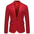 Fashion Men Blazer Coat One Button Lapel Casual Men Blazer Suit Jacket Long Sleeve Decorative Pocket Suit Coat Wedding.
