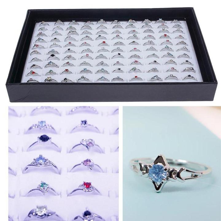 （New）Hot Woman Wholeale Lot 30pc Rhinetone Aorted ilver Plated Ring New