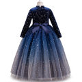 GC Girls Long Sleeve Princess Dress Gradient Starry Sky Mesh Skirt Velvet Party Dress For Wedding Masquerade Party. 