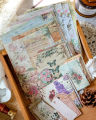 Momo Memory Post Office Series Material Pack Retro Receipt Plant Butterfly Text Label Notebook Collage Decoration. 