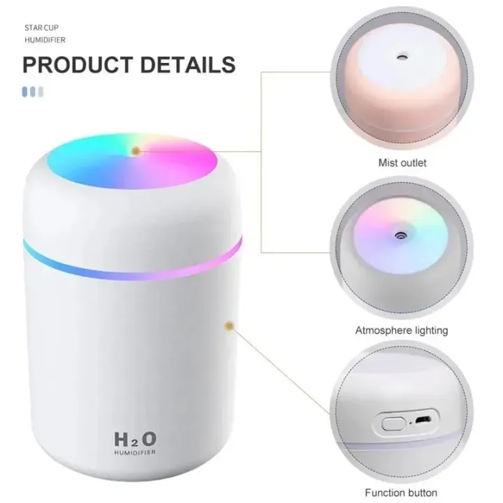 Air Humidifier USB Mini Portable Aroma Essential Oil Diffuser Perfume Sprayer Purifier Atomizer LED Light for Home Car.