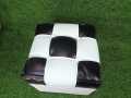 Square Shape PU Leather Rest Stool 13"13"13" - Black And White. 