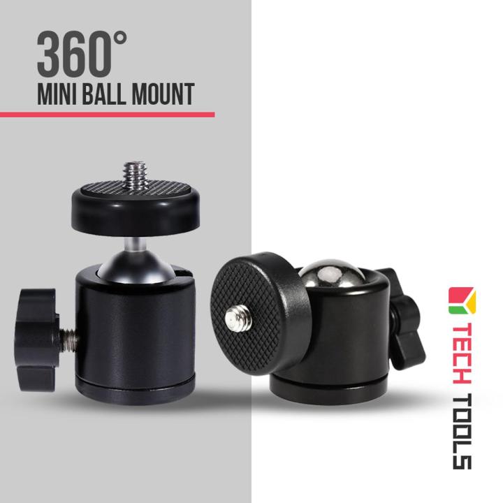 360 degree Swivel Mini Ball Head Bracket Holder for 1/4 Screw Mount Tripod DSLR Camera from +