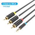 Vention BCB Series 3.5mm Jack to 3RCA Cable 1.5m 2m Jack 3.5mm to AV Converter Cable Metal Shell for Stereo VCD DVD Computer Gilding Process. 