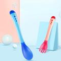 Baby Temperature Spoon Fork Anti-Scald Newborn Soft Feeding Silicone Tableware Set. 