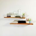 2 Pcs Wall mounted Shelves with hidden clam of Natural Wood for Home & Office Decor. (14 inch @ 18 inch) The steel clamp is not visible from the outside.. 