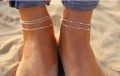Versatile -1pc Multi-layer Sparkling Crystal Anklets Summer Beach Charm Anklets Fashion Boho Foot Bracelet Wedding Jewelry Gifts- Avant-garde.