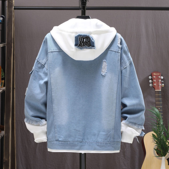 Fall%20New%20Coat%20Fashion%20Loose%20Men's%20Trendy%20Hat%20Jacket%20Denim%20Coat%20Youth%20Stitching%20Ripped%20Denim%20-%20Image%203