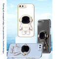 Tokifu For OPPO A3s Back Cover With Astronaut Folding Holder Luxury 6D Plating Case Soft Silicone Bracket Phone Cases.