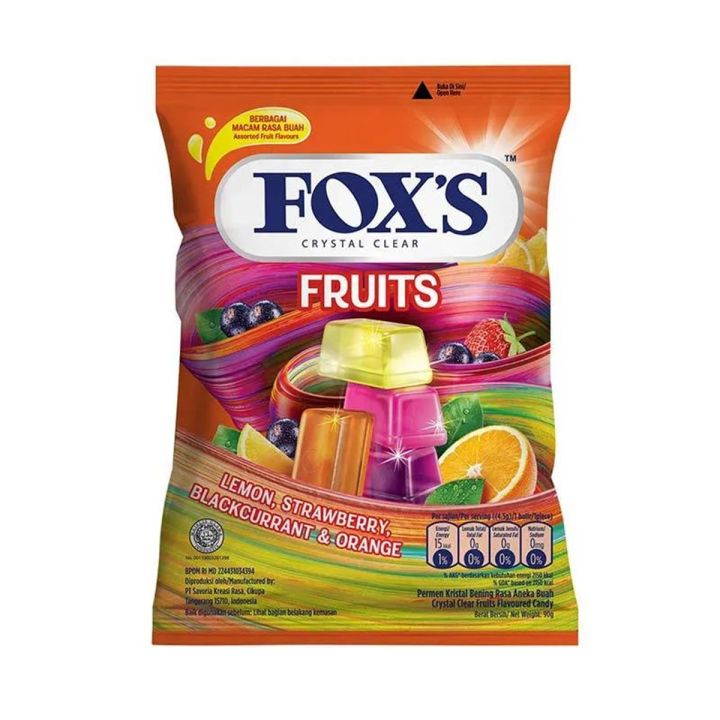 FOXS Crystal Clear Fruits Chocolate Candy Bag 90gm