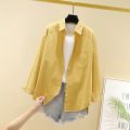 New Spring Shirt Women's Solid Color All-Match Elegant Shirt Long Sleeve Outer Tower Coat Casual Spring Fashionable Top. 