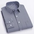 New Men's Classic Long Sleeve striped Basic Dress Shirts Single Patch Pocket Formal Business Standard-fit Office Social Shirt.