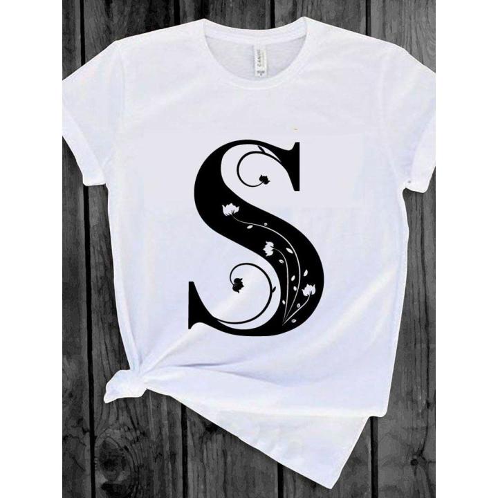 WHITE Synthetic Alphabet T-shirt - S-Shirt