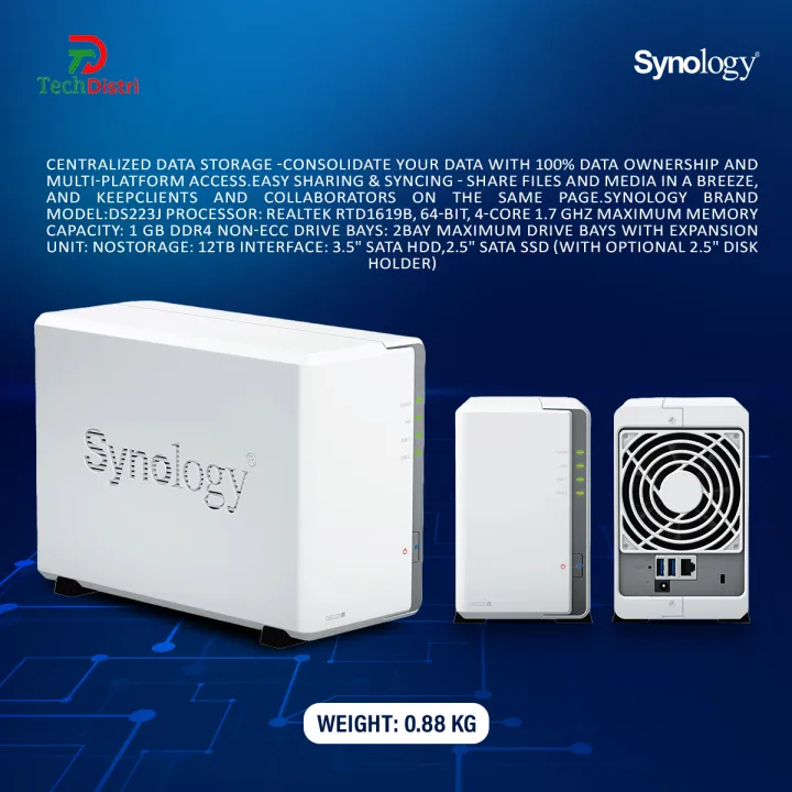 Synology%20DS223j%20NAS,%202-Bay%20DiskStation%20,%20Realtek%20RTD1619B%2064-bit,%204-core%201.7%20GHz%20-%20Image%205
