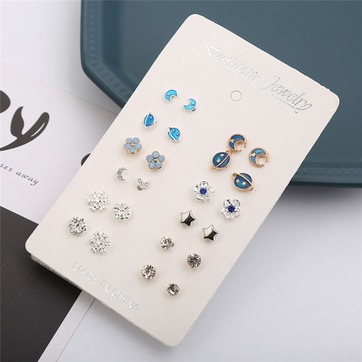 perfect 12 Pairs/Set Cute Multiple Piercing Stud Earrings Moon