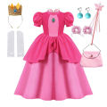 Peach Princess Dress Girl 2-10 Years Daisy Cosplay Costume Rosalina Clothes Children Birthday Theme Party Carnival Outfit.