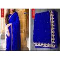 New Indian Weightless Georgette Saree - High Quality Embroidery Work On Blouse - Glamorous Ethnic Fashion - Party Wear - Elegant Attire.