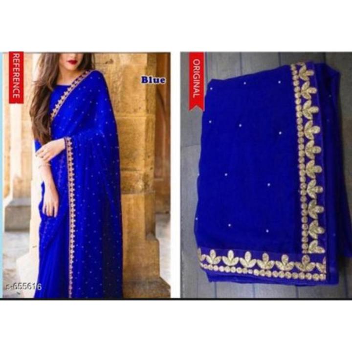 New Indian Weightless Georgette Saree - High Quality Embroidery Work On Blouse - Glamorous Ethnic Fashion - Party Wear - Elegant Attire