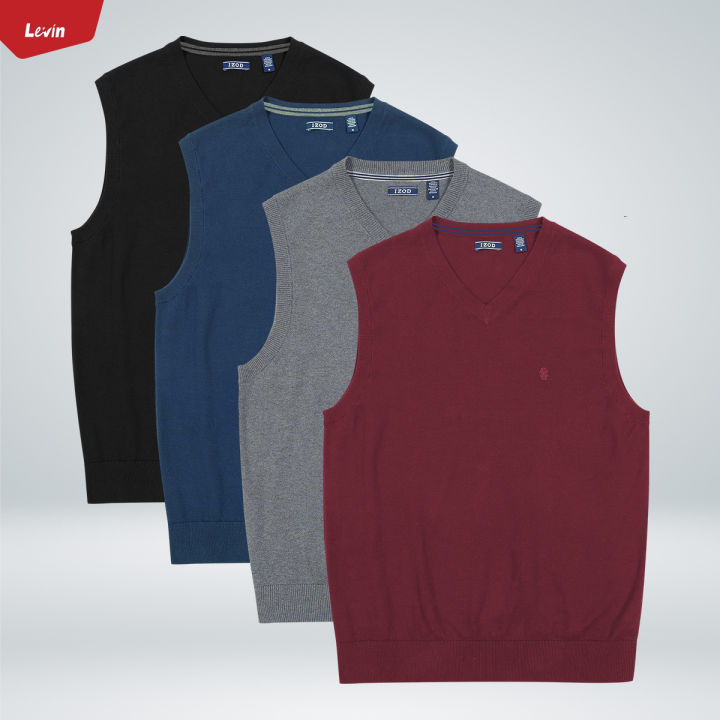 Mens Premium V-Neck Knit Sleeveless Pullover Sweater From Levin