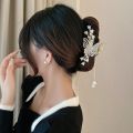 Large Butterfly Hair Claw Clips Gold Flower Lily of The Valley Violet Hair Claw Clips with Tassel Metal Pearl Nonslip Clamps Hair Styling Accessories for Thick Long Hair Women. 