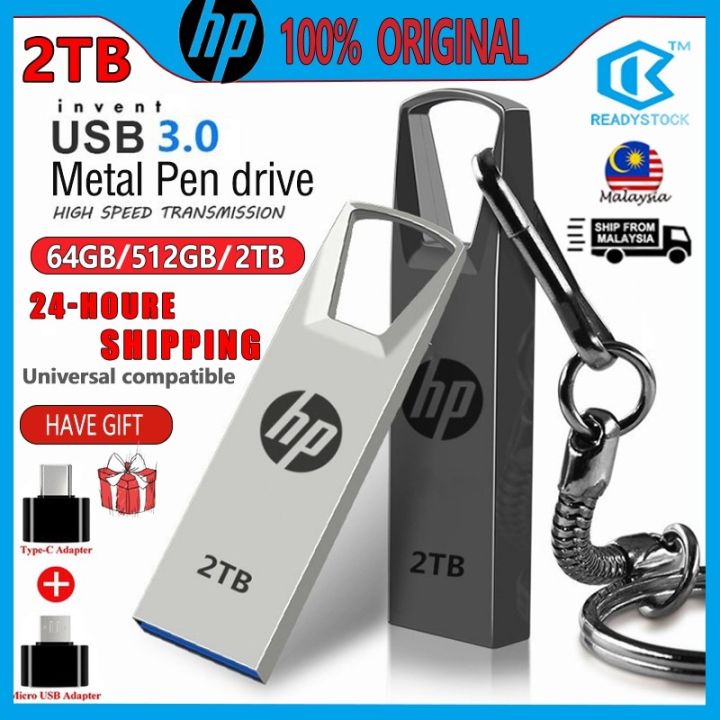 【Ready Stock+FREE Shipping+COD】2TB HP Waterproof Pen Drive Flash Drive 2TBUSB2.0 PenDrive USB Flash Drive