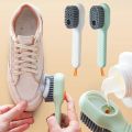 Multifunctional Shoe Brushes With Soap Dispenser Long Handle Brush Cleaner For Clothes Shoes Household Laundry Cleaning Brush_ D Leathers. 