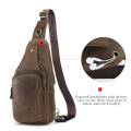 SCHLATUM 100%Genuine Leather Chest Bag Casual Triangle Crossbody Design Travel Shoulder Backpack Men Leather Multifunctional Bag. 