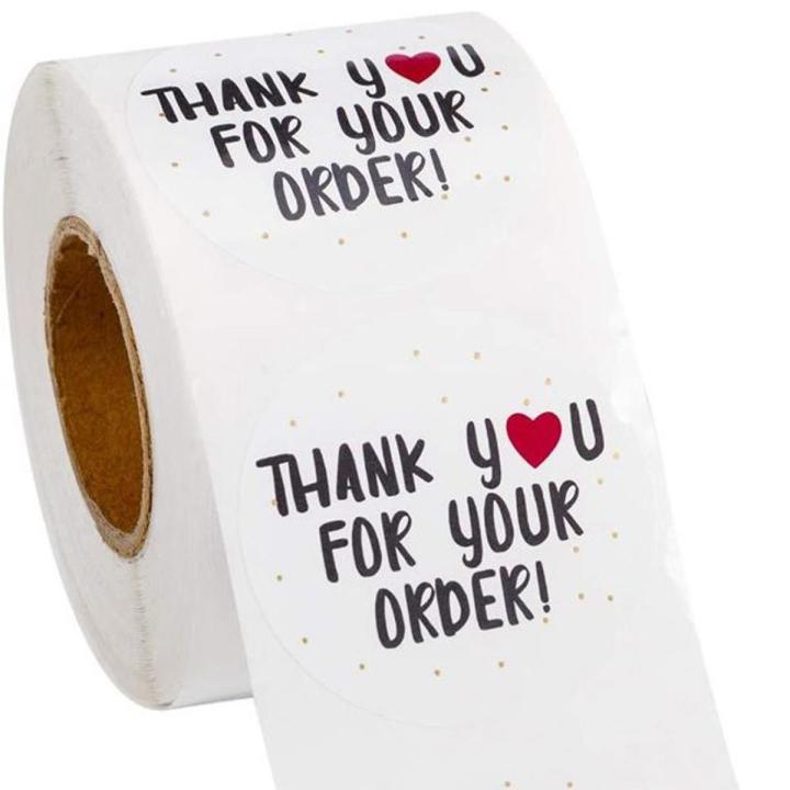 Thank You Stickers 500pcs Roll Round Creative Pattern Thank you Stickier Sealing Business Label Sticker