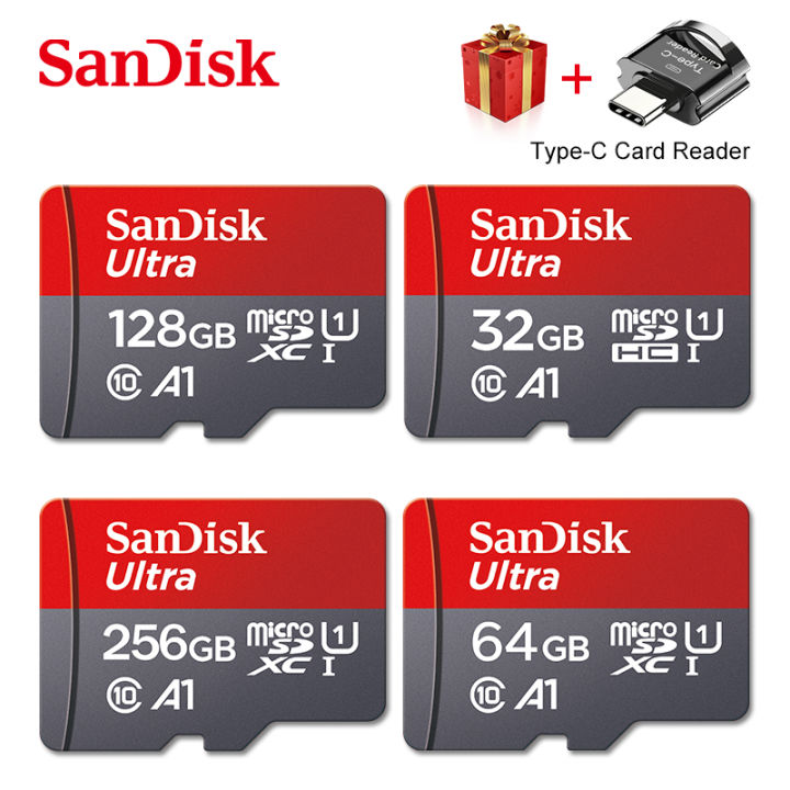 SanDisk%20Micro%20SD%20Card%20256GB%20128GB%2064GB%2032GB%204K%20A1%20Ultra%20100M/s%20Class%2010%20Flash%20Memory%20Card%20microsd%20Type%20C%20Card%20Reader%20-%20Image%202
